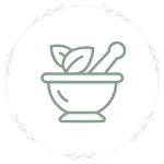 Mortar and Pestle with leaves.
